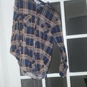 Large plaid button up juniors shirt
